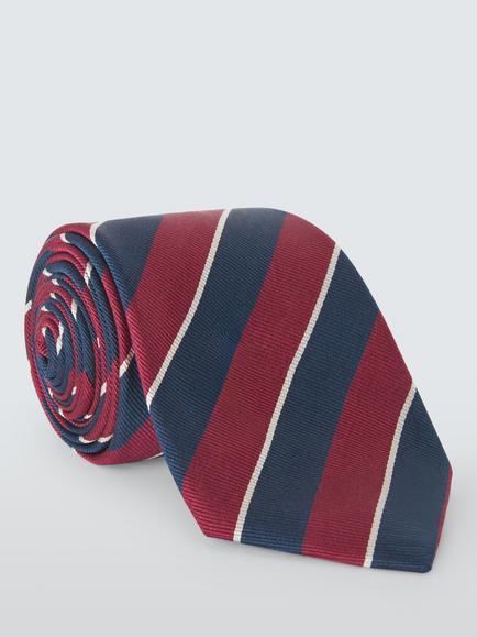 John Lewis Stripe Silk Tie, Burgundy/Navy