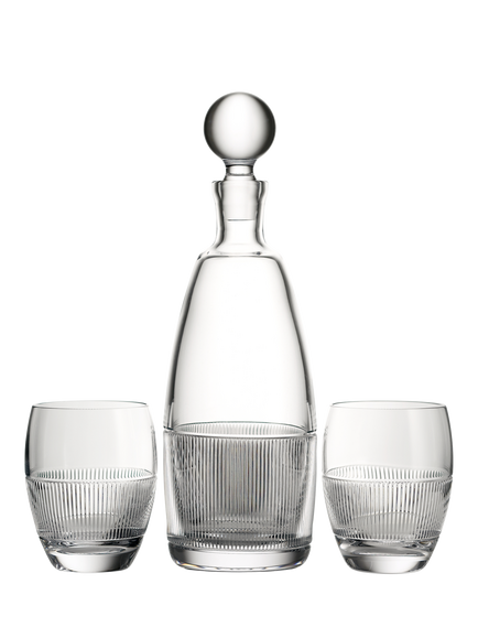 Wedgwood Helia Cut Crystal Glass Decanter & 2 Tumblers Set, Clear, Clear