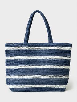 Crew Clothing Woven Stripe Tote Bag, Blue/White, Blue/White