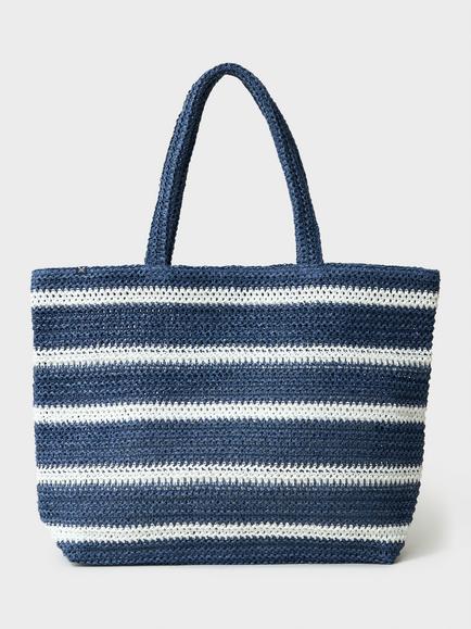 Crew Clothing Woven Stripe Tote Bag, Blue/White, Blue/White