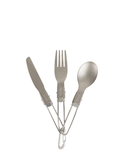 ELLIKER Beldon Titanium Foldable Cutlery Set, 3 Piece, Titanium