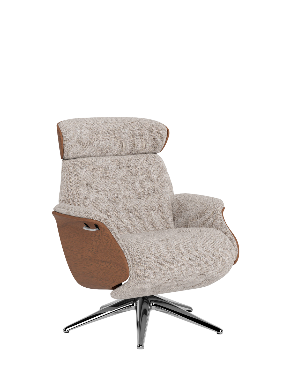Volden Range, Flexlux Volden Relax Recliner Chair with Integrated Footrest, Walnut Frame, Polished Aluminium Leg, Amalfi Beige