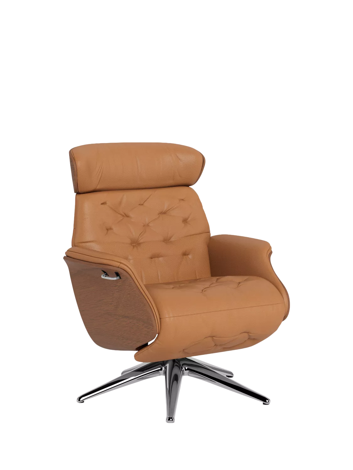Flexlux Volden Relax Recliner Chair with Integrated Footrest, Walnut Frame, Polished Aluminium Leg