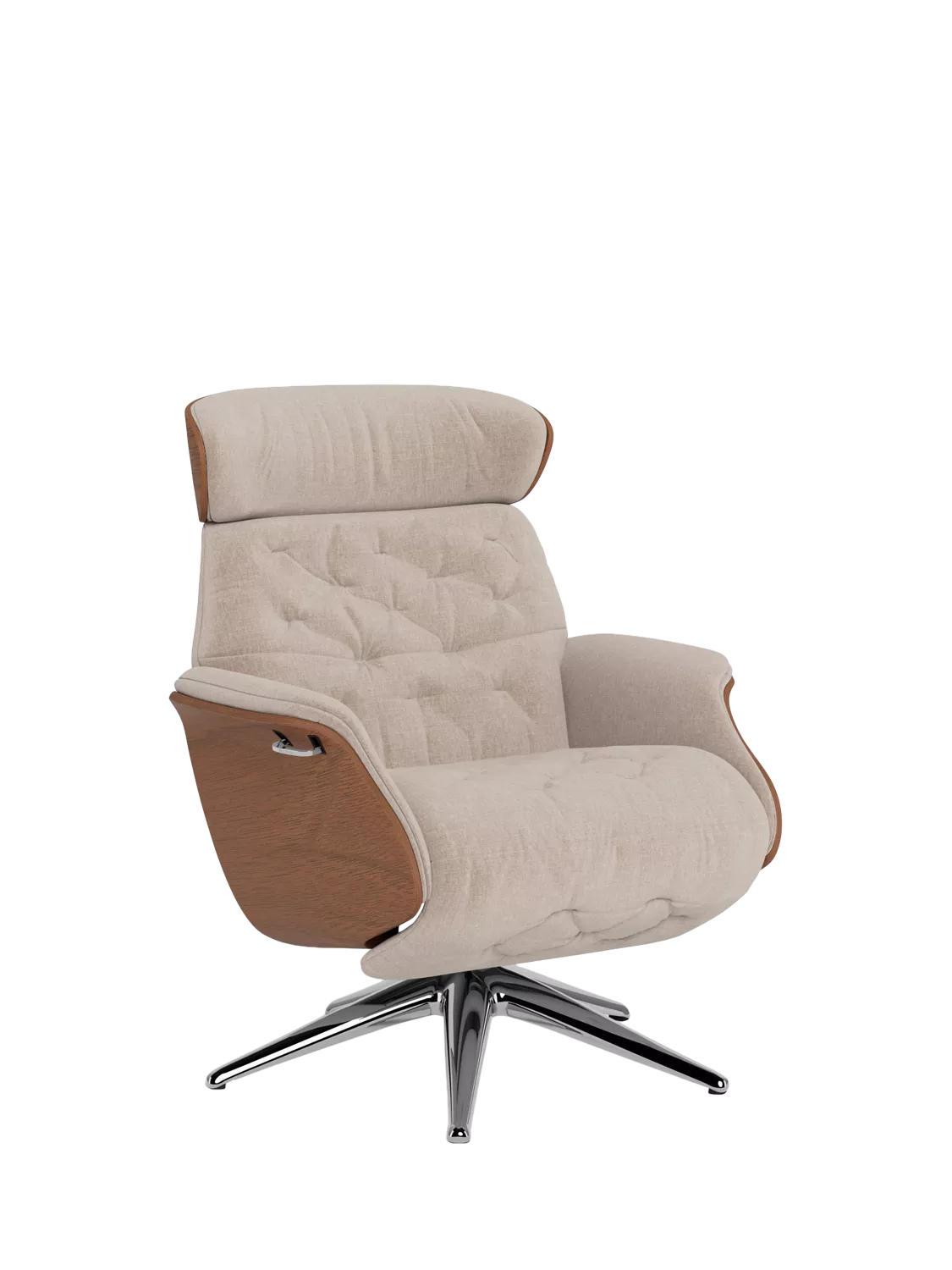 Flexlux Volden Relax Recliner Chair with Integrated Footrest, Walnut Frame, Polished Aluminium Leg