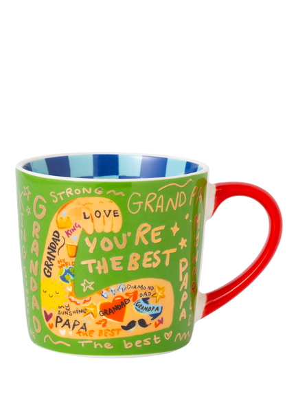Eleanor Bowmer Strong Grandad New Bone China Mug, 300ml, Green/Multi, Multi Multi