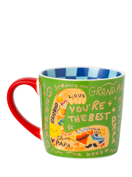 Eleanor Bowmer Strong Grandad New Bone China Mug, 300ml, Green/Multi - view 2, Multi Multi