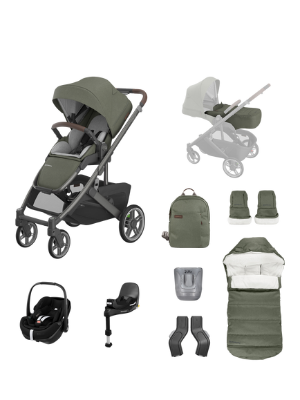 UPPAbaby Cruz V3 Pushchair, Maxi-Cosi Pebble 360 & Base Travel System Bundle, Evelyn