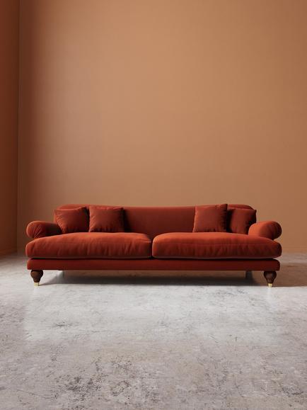 Swoon Willows Large 3 Seater Sofa - view 2, Crushed Velvet Harissa