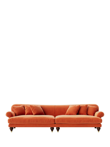 Swoon Willows Grand 4 Seater Sofa, Easy Velvet Burnt Orange