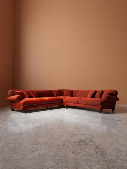 Swoon Willows 5 Seater Corner Sofa - view 2, Crushed Velvet Harissa