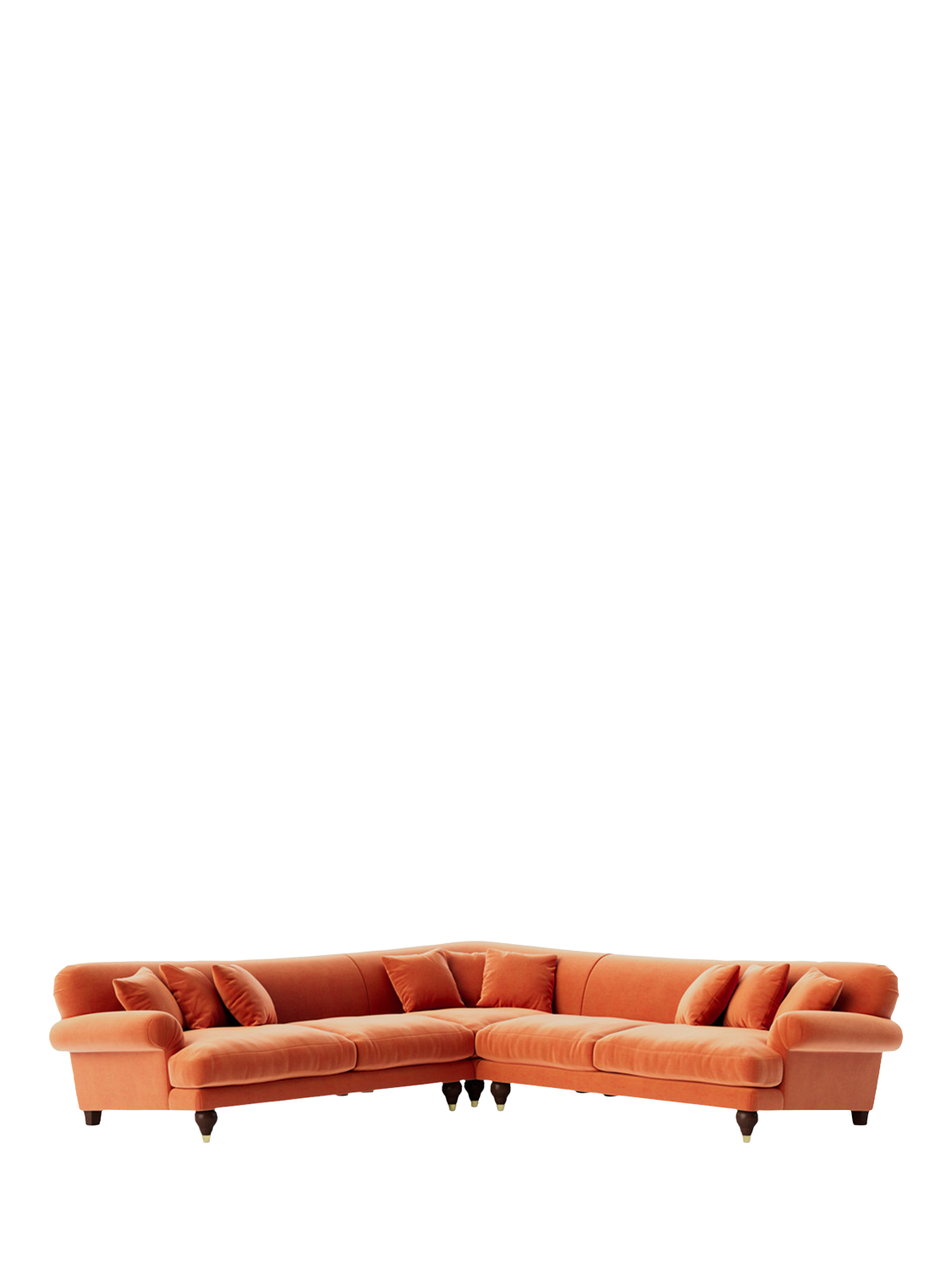 Willows Range, Swoon Willows 5 Seater Corner Sofa, Easy Velvet Burnt Orange