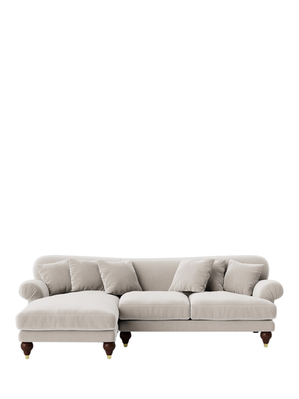 Swoon Willows Large 3 Seater LHF Chaise End Sofa, Crushed Velvet Ecru
