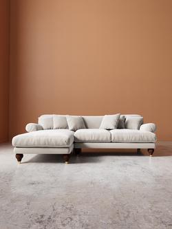 Swoon Willows Grand 4 Seater LHF Corner End Sofa - view 2, Crushed Velvet Ecru