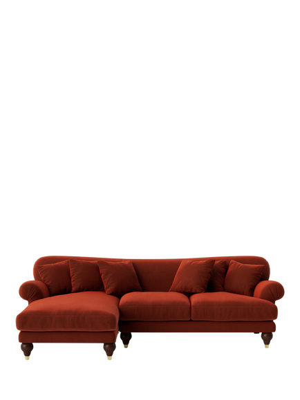 Swoon Willows Large 3 Seater LHF Chaise End Sofa, Crushed Velvet Harissa