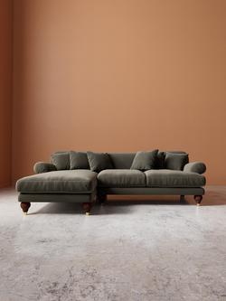 Swoon Willows Grand 4 Seater LHF Corner End Sofa - view 2, Crushed Velvet Spruce