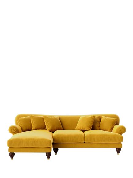 Swoon Willows Large 3 Seater LHF Chaise End Sofa, Easy Velvet Tumeric