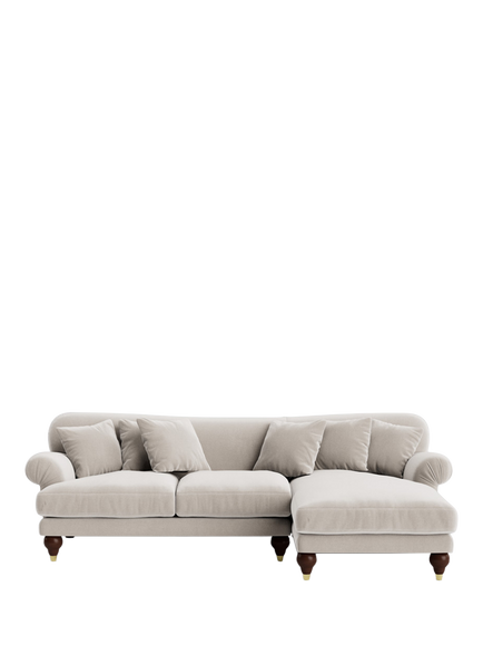 Swoon Willows Large 3 Seater RHF Chaise End Sofa, Crushed Velvet Ecru