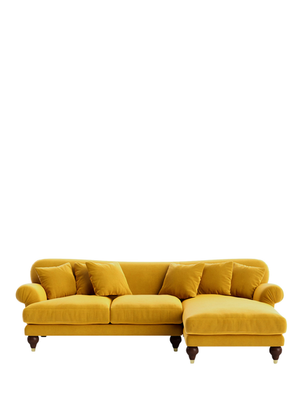 Swoon Willows Large 3 Seater RHF Chaise End Sofa, Easy Velvet Tumeric