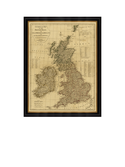 Brookpace Lascelles Complete Map of the British Isles, 1788 Framed Print, 111 x 86cm, Multi Multi