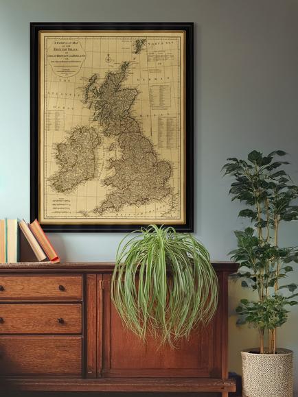 Brookpace Lascelles Complete Map of the British Isles, 1788 Framed Print, 111 x 86cm - view 2, Multi Multi
