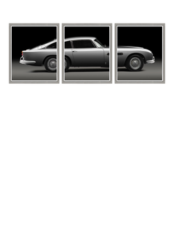 Brookpace Lascelles Aston Martin BD5 Triptych Framed Photographic Print Set, 65 x 175cm, Multi Multi