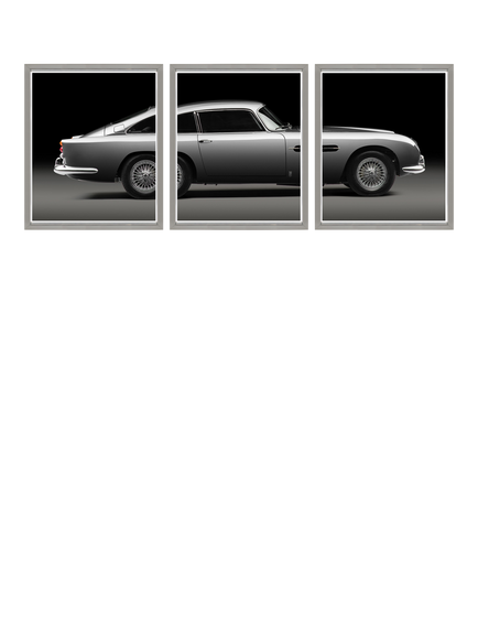 Brookpace Lascelles Aston Martin BD5 Triptych Framed Photographic Print Set, 65 x 175cm, Multi Multi