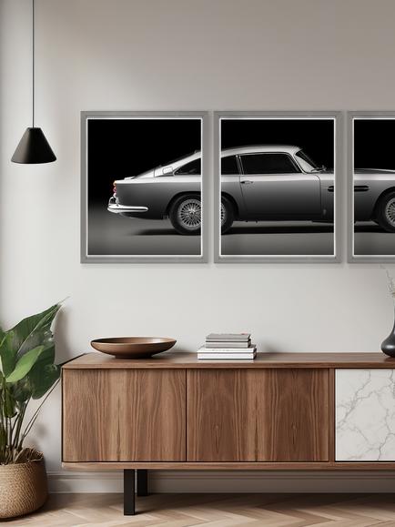 Brookpace Lascelles Aston Martin BD5 Triptych Framed Photographic Print Set, 65 x 175cm - view 2, Multi Multi
