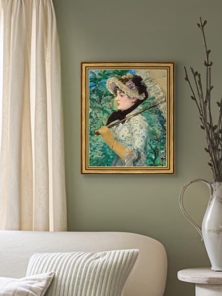 Brookpace Lascelles Édouard Manet 'Jeanne (Spring)' Framed Canvas Print, 34 x 29cm, Green/Multi - view 2, Multi Multi