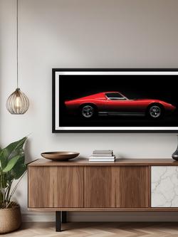 Brookpace Lascelles Lamborghini Miura Bertone Framed Photographic Print, 51 x 101.5cm, Red/Black - view 2, Multi Multi