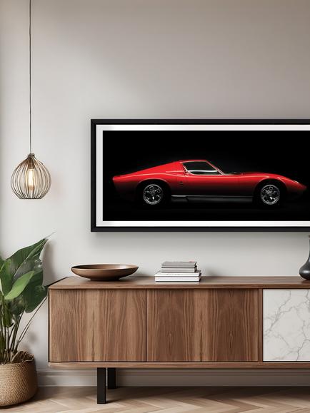 Brookpace Lascelles Lamborghini Miura Bertone Framed Photographic Print, 51 x 101.5cm, Red/Black - view 2, Multi Multi