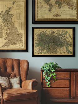 Brookpace Lascelles 'London, England, 1843' Map Framed Print, 50 x 71cm - view 2, Multi Multi