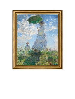 Brookpace Lascelles Claude Monet 'Woman with a Parasol - Madame Monet & Her Son' Framed Canvas Print, 34 x 29cm, Blue/Green, Multi Multi