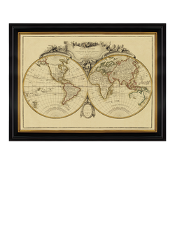 Brookpace Lascelles 'Mappemonde , 1782' Map Framed Print, 60 x 80cm, Multi Multi