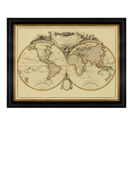 Brookpace Lascelles 'Mappemonde , 1782' Map Framed Print, 60 x 80cm, Multi Multi
