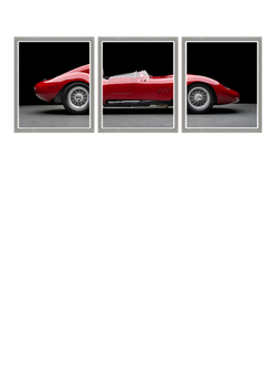 Brookpace Lascelles Maserati 250S Fantuzzi Triptych Framed Photographic Print, 65 x 175cm, Red/Black, Multi Multi