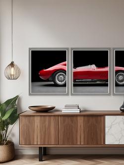 Brookpace Lascelles Maserati 250S Fantuzzi Triptych Framed Photographic Print, 65 x 175cm, Red/Black - view 2, Multi Multi