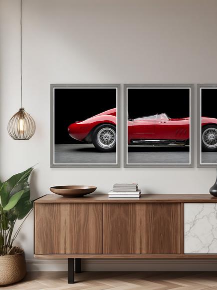 Brookpace Lascelles Maserati 250S Fantuzzi Triptych Framed Photographic Print, 65 x 175cm, Red/Black - view 2, Multi Multi