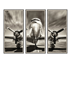 Brookpace Lascelles 'Vintage Aeroplane Triptych' Framed Photographic Prints, 115 x 157cm, Black/White, Multi Multi