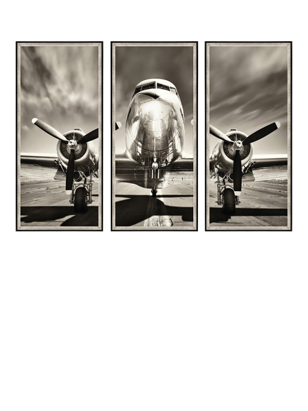 Brookpace Lascelles 'Vintage Aeroplane Triptych' Framed Photographic Prints, 115 x 157cm, Black/White, Multi Multi