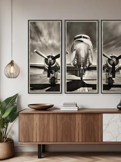 Brookpace Lascelles 'Vintage Aeroplane Triptych' Framed Photographic Prints, 115 x 157cm, Black/White - view 2, Multi Multi
