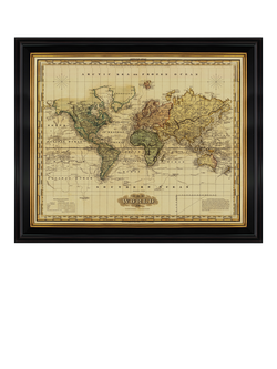 Brookpace Lascelles 'World on Mercator's Projection, 1823' Map Framed Print, 71 x 86cm, Multi Multi
