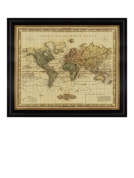 Brookpace Lascelles 'World on Mercator's Projection, 1823' Map Framed Print, 71 x 86cm, Multi Multi
