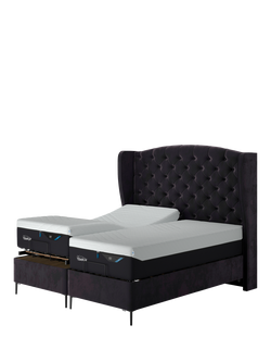 TEMPUR® OUTLET Suffolk Slim Divan Adjustable Disc Upholstered Bed, Super King Size, Like New, Coal, Coal