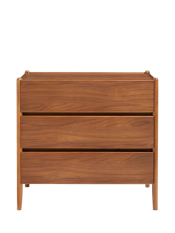 John Lewis OUTLET Scandi 3 Drawer Wood Chest, Like New, Walnut Finish, Walnut Finish