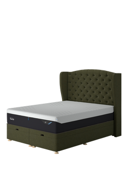 TEMPUR® OUTLET Suffolk Slim Divan Adjustable Disc Upholstered Bed, Super King Size, Like New, Green, Green