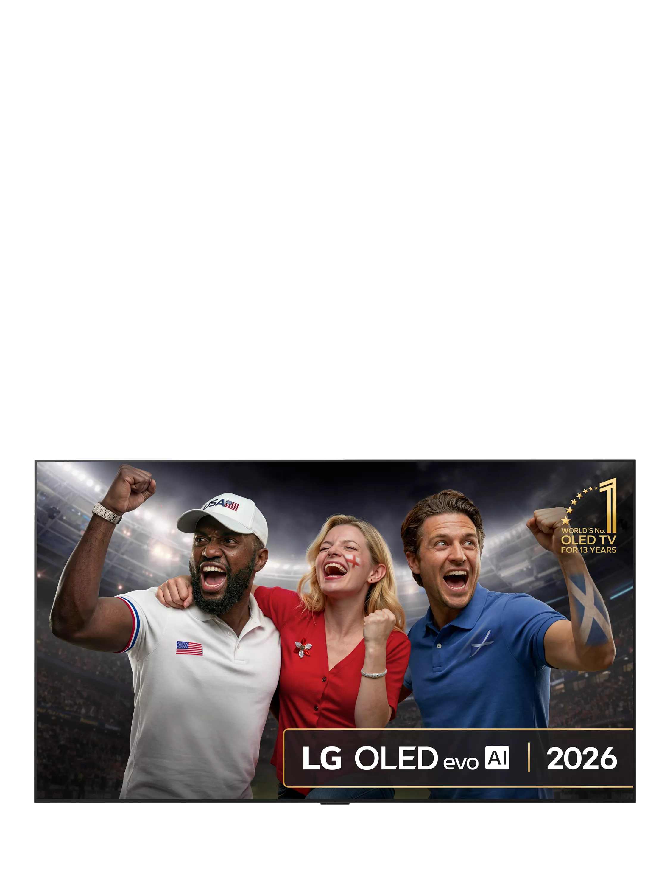 LG OLED evo AI 2026 TV with vivid colourful abstract display, World's No.1 OLED TV for 13 years badge