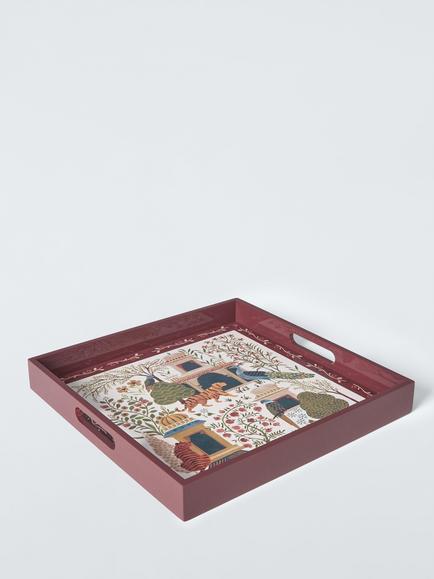 John Lewis Heritage Pahari Print Square Tray, Multi, Multi