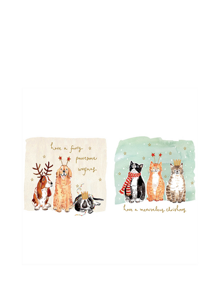 Louise Mulgrew Designs Dogs and Cats Christmas Cards, Pack of 10, Multi