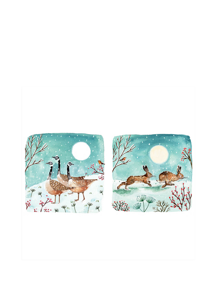 Louise Mulgrew Designs Hares and Geese Christmas Cards, Pack of 10, Multi