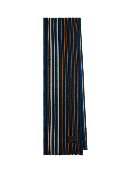 Paul Smith Wool Double Sided Stripe Scarf, Blue Mid, Blue Mid